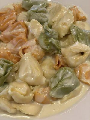 Tortellini Alfredo - filling and creamy. This picture makes it look like a small serving but it could've been 3 servings!