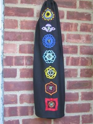 Yoga  Bag with Chakra symbols from root to Crown, Gorgeous and functional, zippered pocket,Great gift item for yoga people.