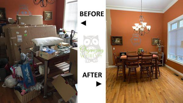 This dining room was wrecked during a remodel.  The OWL team transformed it in one session.  Client was beyond thrilled!