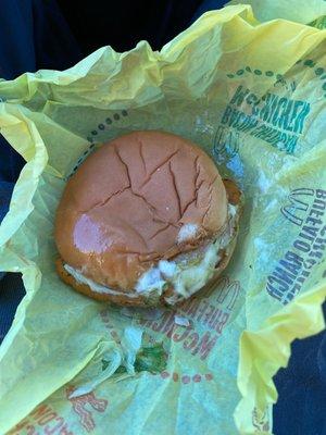 This is what happens at McDonald's when you ask her fucking light mayo light lettuce they glob as much as a fucking can on this some bitch