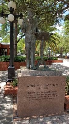 Statues in Ybor Centennial Park to honor some of the area's famed citizens. This is the statue for author Tony Pizzo