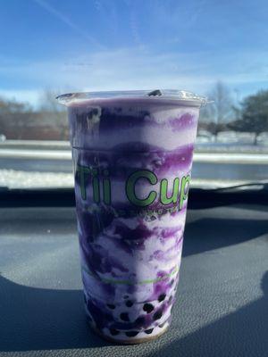 Ube Twister with taro coconut & regular boba