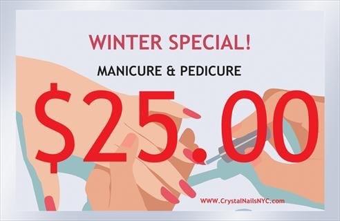 Manicure pedicure deal $25.00. Book today!