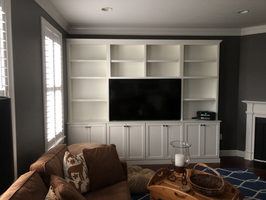 2021 Living Room Wall Unit, designed, crafted and installed by Thompson Builders, Inc.