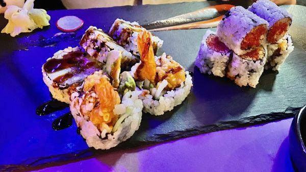 Shrimp Tempura roll & Spicy Tuna roll