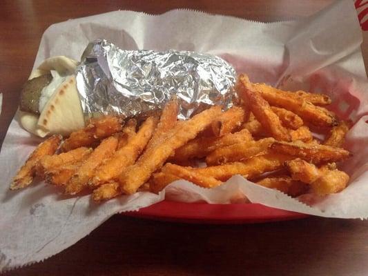 Gyro with sweet potato fries