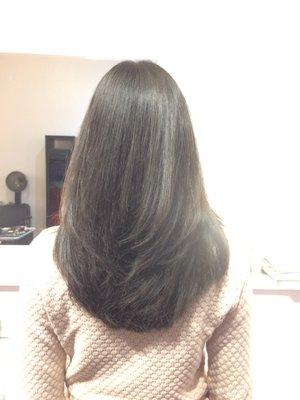 End result: Mieko got my layers trimmed and 2 inches off.