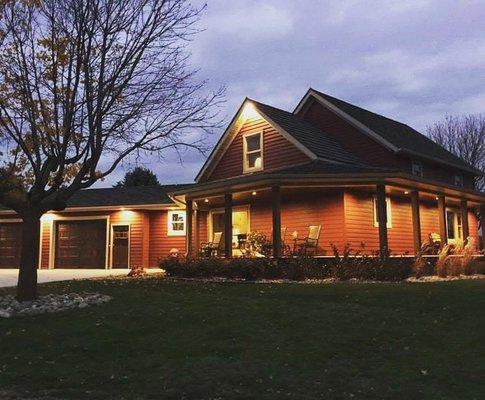 Outdoor porch lighting.