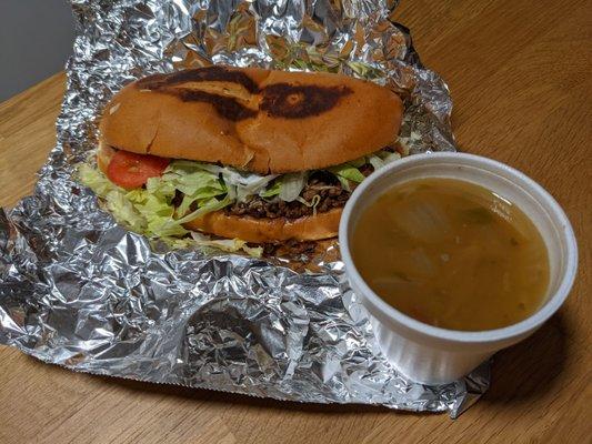 Torta Asada with Charro Beans