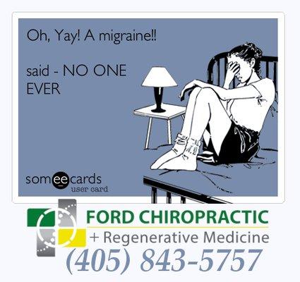 Oklahoma City, Migraine's are tough! We have helped many beat the migraine pattern! Chiropractic care can help OKC.