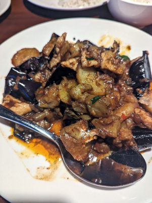 Eggplant with garlic sauce and pork (ask if they have it, not on regular menu)