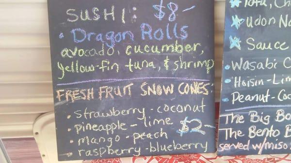 Sushi & Fresh Fruit Snow Cones