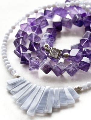 Amethyst and Blue Lace Agate Designs