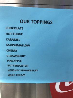 Toppings list