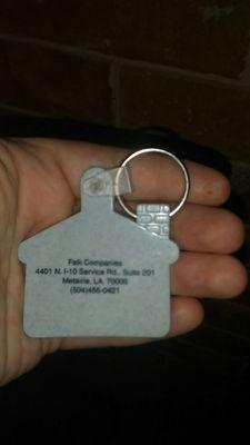 Key ring the keys to the apartment came on. Great marketing!