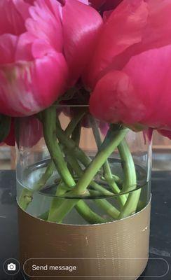 Duct Tape wrapped around a $5 vase plus 8 Peonies = $110