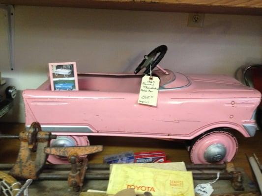 Vintage Pink Pedal Car. So Cute!