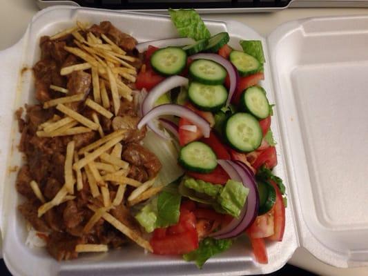 Beef stroganoff with a side salad