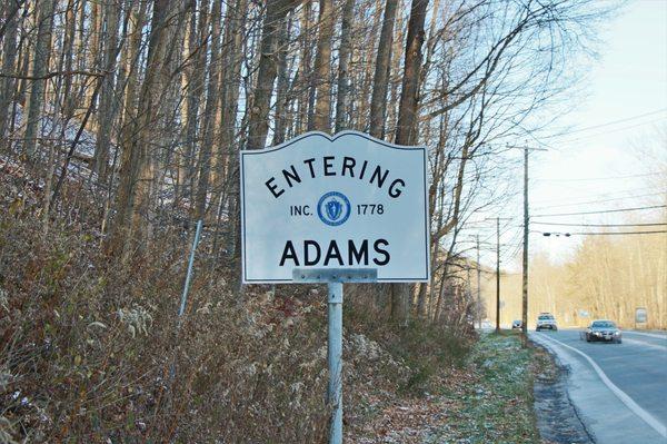 Entering Adams, MA. Town line, Adams Massachusetts