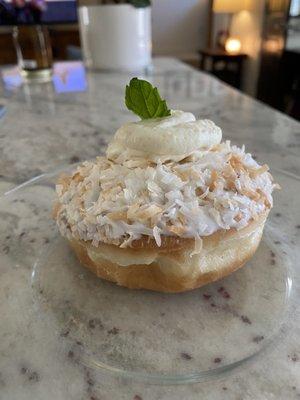 One the new coconut cream donuts