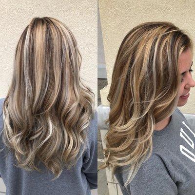 Balayage with baby lights