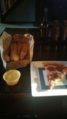 Pizza and yummy breadsticks