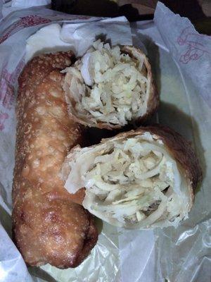 2 shrimp egg rolls. Looks like mainly cabbage to me