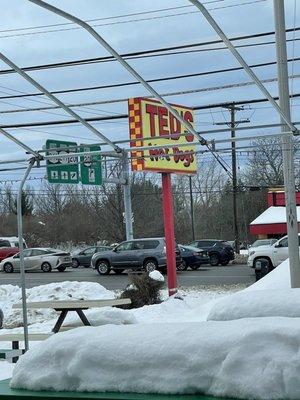 Look for the yellow and red Ted's sign near 5 corners