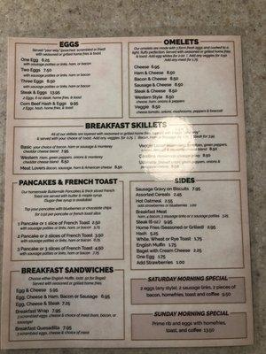 Breakfast menu 10/2/21....