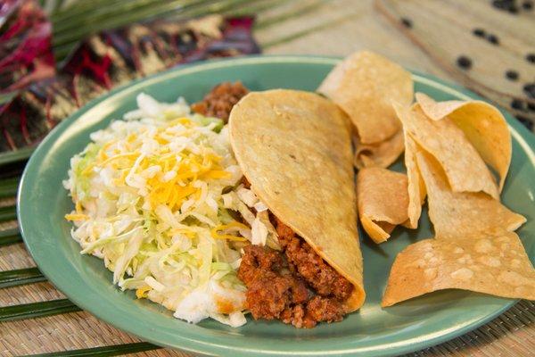 Kids Keiki Taco Meal with choice of drink and churros!