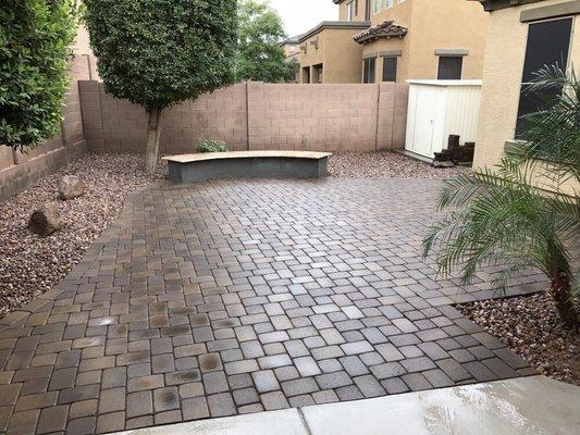 Paver Patio Extension And Bench Complete!