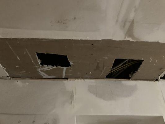 These are new large holes in my ceiling. It's not subtle. Why? Is there something up there that needs ventilation? Is this a hint?