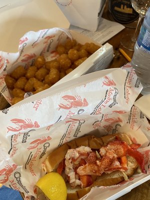 Lobster roll and tots