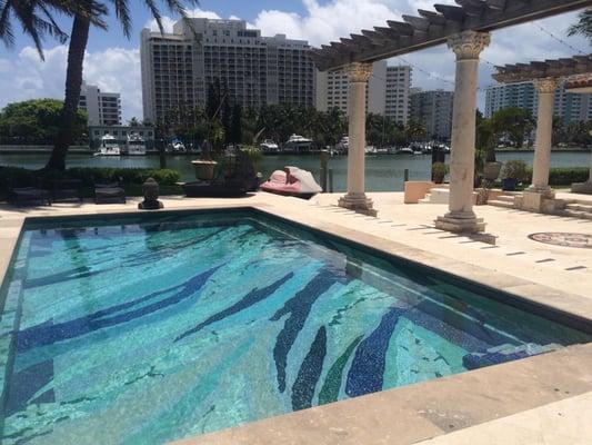 One of our customers in Miami beach has such a unique swimming pool! Love the view too.