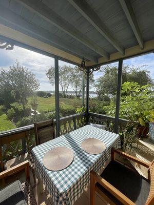 We had breakfast on the porch overlooking their beautiful yard and the river.