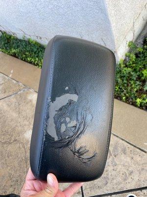 Old worn arm rest