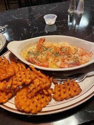 Jumbo Shrimp and Sweet Potato Fries