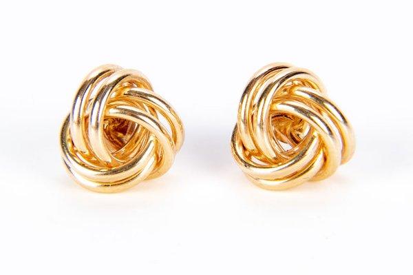 10K Gold Knot Form Stud Earrings