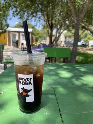 Boba and shaded picnic area