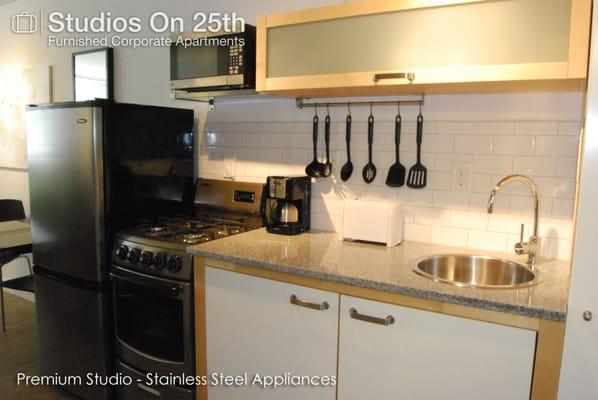 Premium Studio - with Granite Counters and Upgraded Stainless Steel Appliances