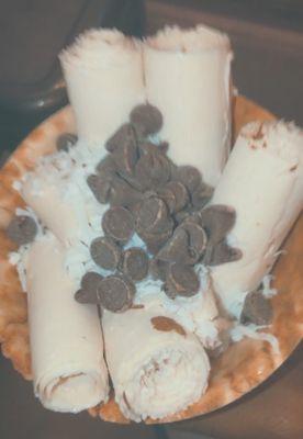 Vegan Irish overran with chocolate chip, coconut flakes and almonds in a waffle cup.