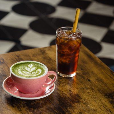 Matcha Latte and Iced Coffee