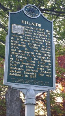 Hillside Historical Marker, Marshall MI