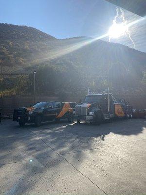 Mountain recovery tow trucks and roadside vehicles