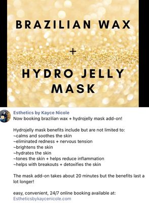 Brazilian wax + hydro jelly mask