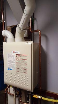 Premium high efficiency tankless water heater installation.