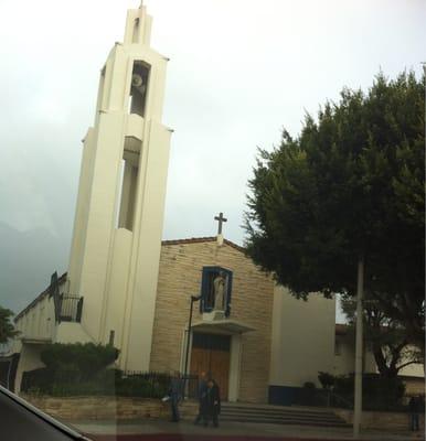 Outside of the church. Facing the street.