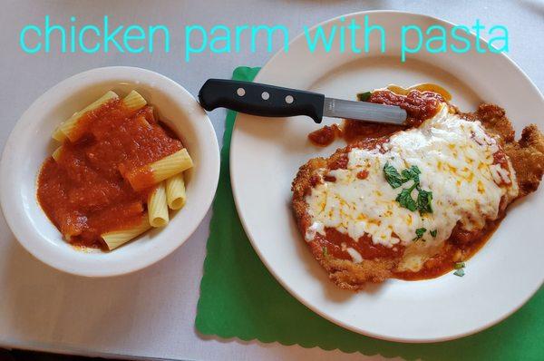 Chicken parm with pasta