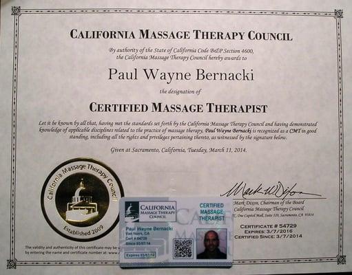 California Certification for Massage Therapy