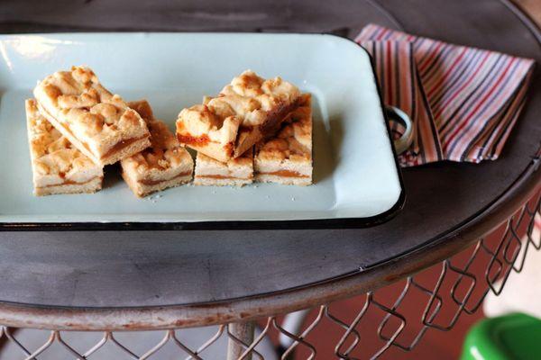 Our dessert counter is always stocked and bars can be ordered by the dozen! These are a favorite Salted Caramel Butter Bars.